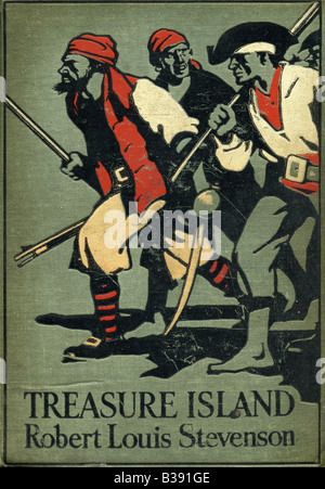 L'avant de 1911 édition de l'île au trésor de Robert Louis Stevenson avec John Cameron publié par Cassell pour un usage éditorial uniquement Banque D'Images