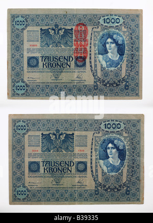 Autriche - 1000 TAUSEND KRONEN, MBC - 1902 - COM FURO DE CUPIM Banque D'Images