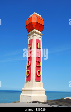 Lido Art Déco signe, Ethelbert Terrasse, Margate, Kent, Angleterre, Royaume-Uni Banque D'Images