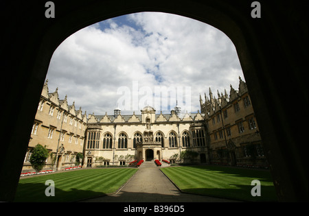 Ville d'Oxford, en Angleterre. L'Oriel College d'Oxford, également connu sous le nom de King's College et King's Hall, premier Quad, quadrangle. Banque D'Images