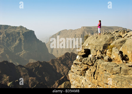 Vue sur Plateau Saiq Jabal al Akhdar Sultanat d'Oman Banque D'Images