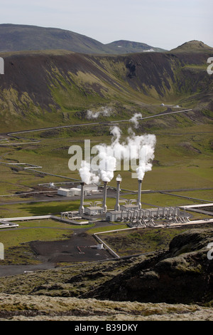 Nesjavellir Centrale est la plus grande centrale géothermique en Islande. Banque D'Images