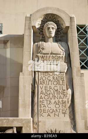 Détail façade Richard Riordan Bibliothèque Centrale, le centre-ville de Los Angeles USA Banque D'Images