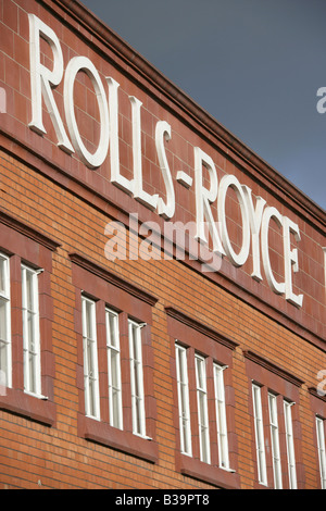 Ville de Derby, en Angleterre. Vue rapprochée de l'ex-Rolls-Royce travaille à Nightingale, Osmaston Road. Banque D'Images