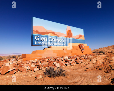 Paysage de Glen Canyon National Recreation panneau d'entrée de l'Arizona United States Banque D'Images