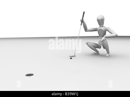 3D render of a golfer alignement d'un putt shot Banque D'Images