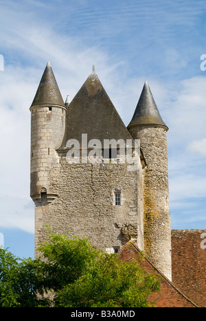 Bridoré château fortifié, Indre-et-Loire, France. Banque D'Images