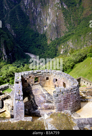 Temple du Soleil, le Machu Picchu, Pérou Banque D'Images