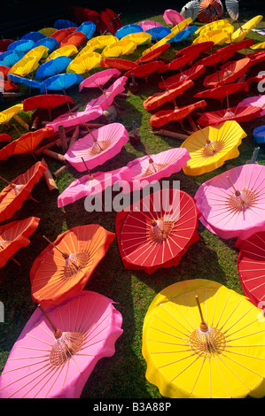 La Thaïlande, Chiang Mai, Borsang Village, parapluies parapluie Banque D'Images