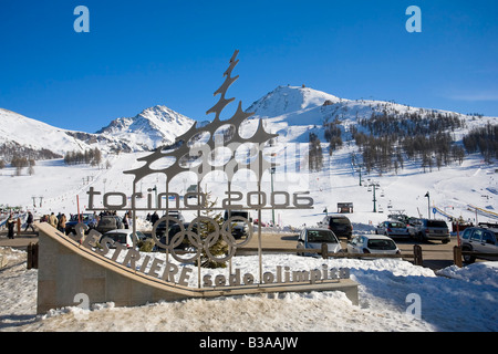 Jeux Olympiques d'hiver de 2006 à Turin, le logo de Sestriere, Province de Turin, Piémont, Italie Banque D'Images