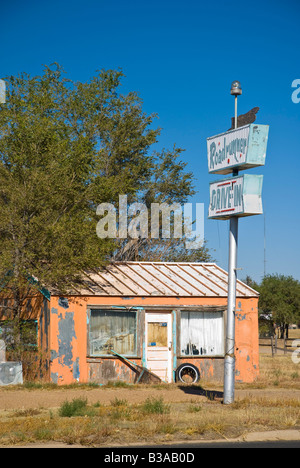 USA, Texas, Route 66, Vega Roadrunner au drive-in Banque D'Images