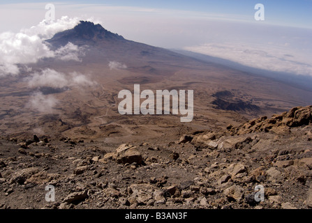 Vue sur le pic du Mont Kilimandjaro Mawenzi Banque D'Images