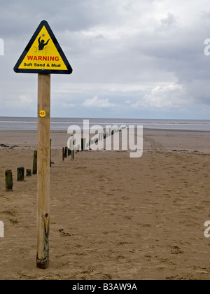 Panneau d'avertissement les substrats de sable et boue Banque D'Images