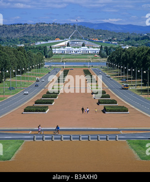 ANZAC Parade et parlement Chambre Vue depuis Canberra Australie Australian War Memorial Banque D'Images