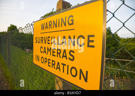Panneau d'avertissement pour les caméras de surveillance de la protection de la propriété privée Banque D'Images