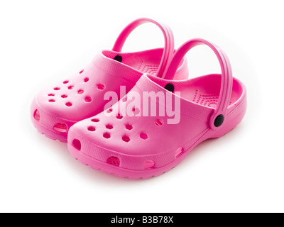 Sandales crocs rose Banque D'Images