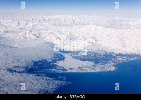 Vue aérienne de la côte de l'Alaska Banque D'Images