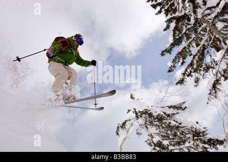 Skieur de télémark, Asahidake, Hokkaido, Japon Banque D'Images