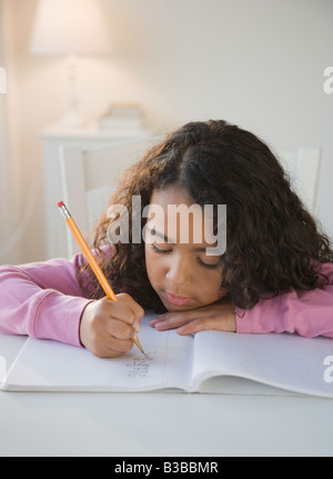 African girl doing homework Banque D'Images