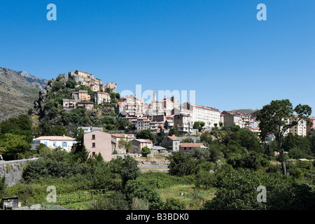 Vue sur la haute-ville (vieille ville) et citadelle, Corte (ancienne capitale de la Corse indépendante), le Centre de la Corse, France Banque D'Images