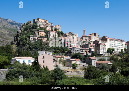 Vue sur la haute-ville (vieille ville) et citadelle, Corte (ancienne capitale de la Corse indépendante), le Centre de la Corse, France Banque D'Images