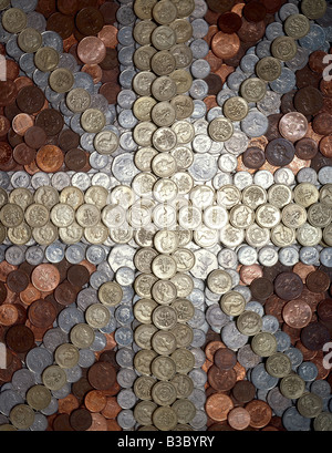 British coins en forme de Union Jack Banque D'Images