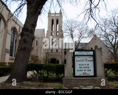 First United Methodist Church. Oak Park. Le comté de Cook. L'Illinois. USA Banque D'Images