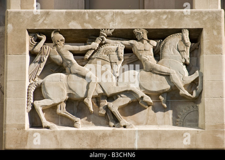 Détail façade Richard Riordan Bibliothèque Centrale, le centre-ville de Los Angeles USA Banque D'Images