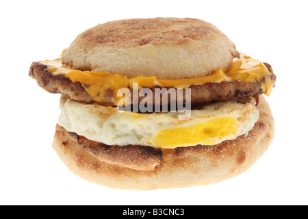 Saucisses et petit-déjeuner Muffin Egg Bun Banque D'Images