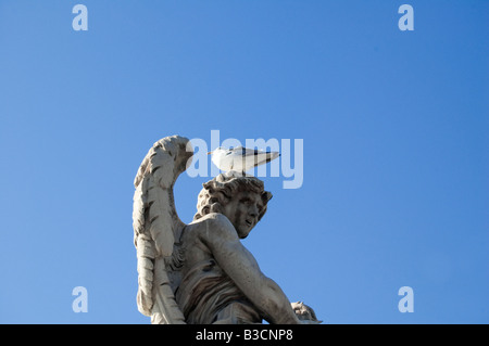 Seagull reposant sur une statue, Rome Banque D'Images