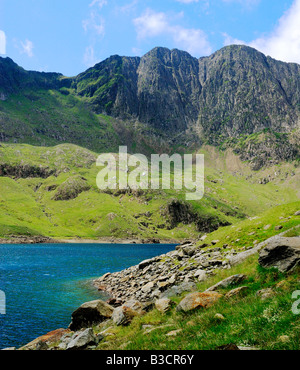 À l'échelle Llyn Llydaw mineurs à côté de la piste vers le sommet du Mont Snowdon dans le Nord du Pays de Galles Banque D'Images