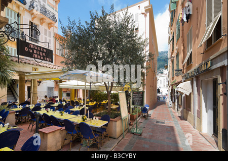 Restaurant dans la vieille ville (Monaco), Monaco, French Riviera, Cote d'Azur, France Banque D'Images