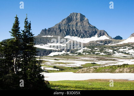 Vue depuis le centre de visiteurs au parc national des Glaciers Banque D'Images