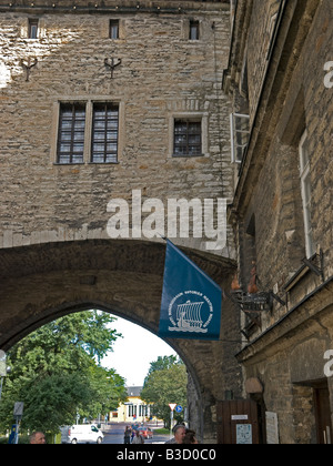 Vieux mur de ville avec la Grande porte côtière, Suur Rannavärav, vieille ville, Tallinn, Estonie Banque D'Images