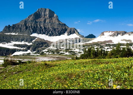 Vue depuis le centre de visiteurs au parc national des Glaciers Banque D'Images