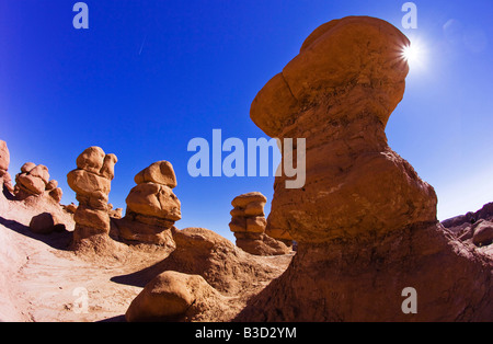 Rock formations in Goblin Valley State Park dans l'Utah Banque D'Images