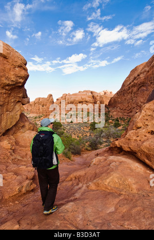 Explorer Arches National Park Utah à l'arrière des fenêtres Banque D'Images