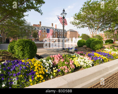 Washington DC USA Alexandria's Old Town place historique de la ville avec des fleurs. Banque D'Images