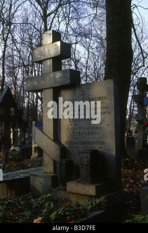 Tombe du général Nikolai russe Khodorovich au cimetière Olsany à Prague, République Tchèque Banque D'Images
