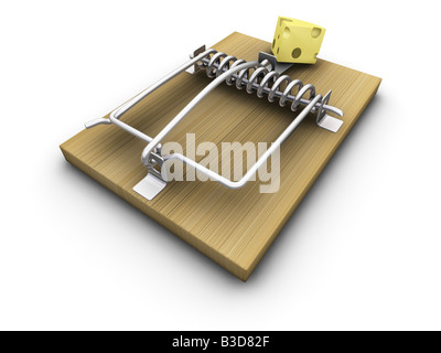 3D render of a mousetrap avec du fromage Banque D'Images