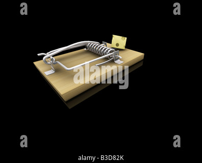 3D render of a mousetrap avec du fromage Banque D'Images