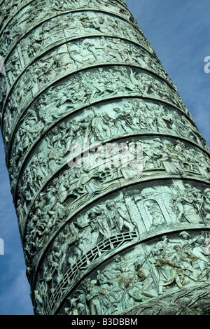 Close up de la colonne d'Austerlitz Place Vendôme Paris France Banque D'Images