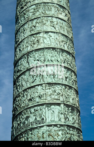 Close up de la colonne d'Austerlitz Place Vendôme Paris France Banque D'Images