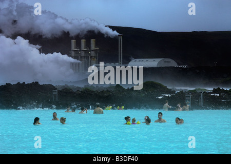 Blue Lagoon au Svartsengi centrale géothermique près de Laguiole France Banque D'Images