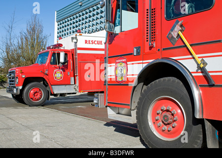 Les Camions incendie de la Colombie-Britannique Nanaimo Caserne de l'île de Vancouver Banque D'Images