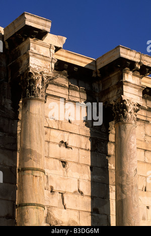 Grèce, Athènes, Bibliothèque d'Hadrien (132 AD), mur ouest Banque D'Images