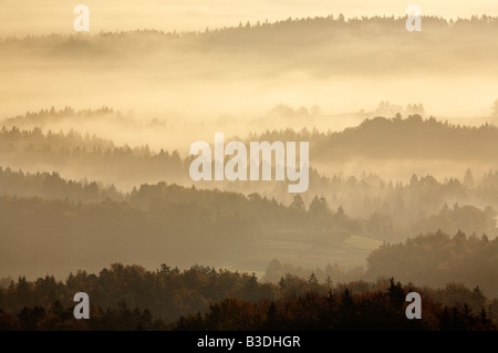 Misty au bassin de Ljubljana, Slovénie, Ljubljanska kotlina Europe Banque D'Images