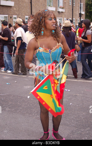 Les artistes interprètes ou exécutants à Notting Hill Carnival Août 2008, Londres, Angleterre, Royaume-Uni Banque D'Images