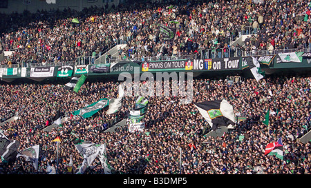 Football, 2. Bundesliga Borussia Moenchengladbach, 2007-2008, par rapport à SC Paderborn 07 1:1, stade Borussia Park, foule de spectateurs, fans Banque D'Images