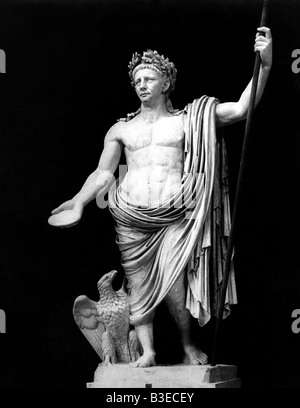Claudius (Tiberius C. Caesar Augustus Germanicus), 1.8.10 BC - 13.10.54 AD, empereur romain depuis 25.1.41, pleine longueur, comme Jupiter, statue colossale, marbre, Museo Vaticano, Rome, Italie, Banque D'Images
